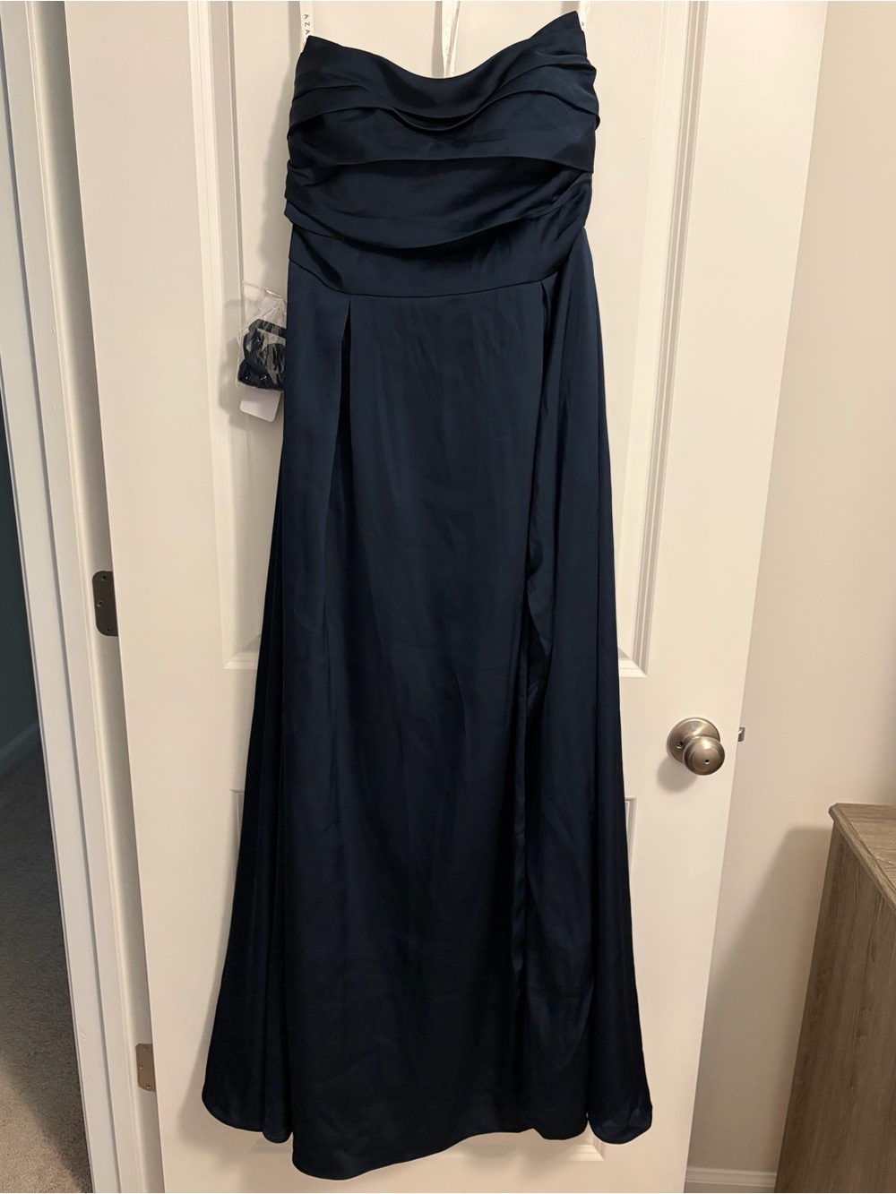 Strapless Navy Blue Evening Gown